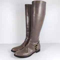 訳あり特価✨️ POLLINI ロングブーツ バックル グレージュ 22.5cm