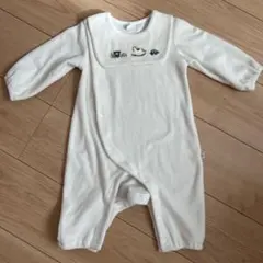 ホワイトロンパース 80cm 乗り物刺繍