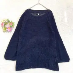 日本製★美品 【エスピエ】 綿麻 ニット トップス M 体型カバー 長袖