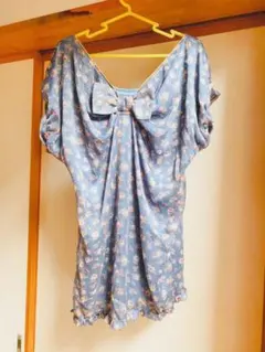 ★新品タグ無し★Language ランゲージ 水玉×ローズプリント ブラウス