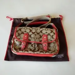 K*g様 COACH ショルダーバッグ ベージュ/レッド