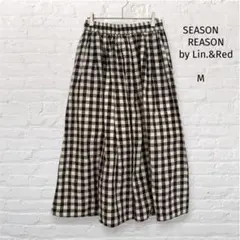 SEASON REASON Lin.Red 綿麻 ギンガムチェック スカート M