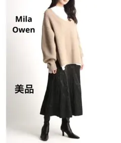 【美品】Mila Owenミラオーウェン Vネックニット カットソー付 FREE