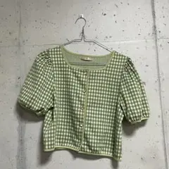 ems excite レトロ ガーリーギンガムチェック柄カットソー 半袖 夏服