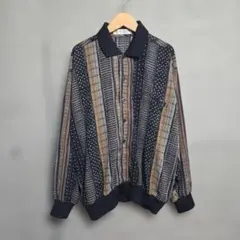 美品 古着 総柄 シースループルオーバーボタンシャツ Y2K　モード　レトロ