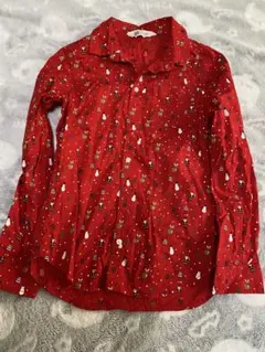 H&M クリスマス柄赤長袖シャツ 140