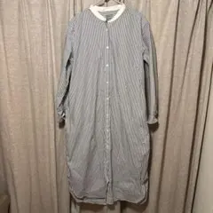 無印ストライプ 長袖 シャツワンピース