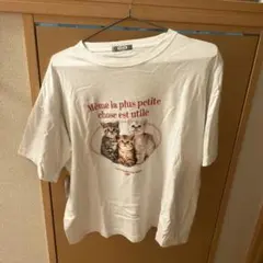 kutir 猫プリント 半袖Tシャツ ホワイト
