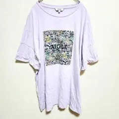 AIGLE 半袖 Tシャツ 花柄 ロゴ ラベンダー Mサイズ カジュアル 春夏