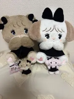 mikko ぬいぐるみ　black ribbon スフレ　キャミー　ラテ