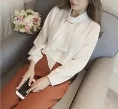 ボウタイブラウス　シフォン　ホワイト　フォーマル　卒業式　入学式　オフィス