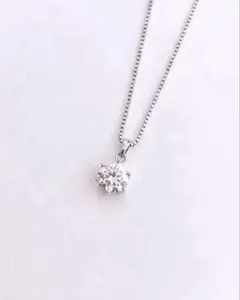 A161「光」 モアサナイト 1粒ネックレス 18金仕上 スターリング 