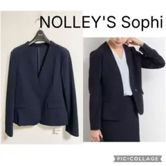 【新品】ノーリーズ ノーカラージャケット 通勤 セレモニー ウォッシャブル 紺
