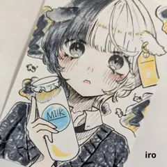 中2 iro 手描きイラスト「cow」ポストカード