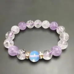 ✨金属アレルギー対応✨天然石ブレスレット☆ ラベンダーアメジスト＆オパール023