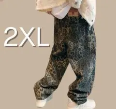 ヒョウ柄 デニムパンツ y2k カジュアル ストリート 豹 新品　グランジ