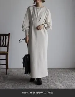 Bonjour Sagan ウエストタックスウェットワンピース　オートミール