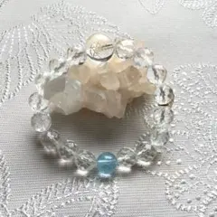 極上ラリマー×4種の輝き水晶ブレスレット 20cm ハンドメイド 天然石