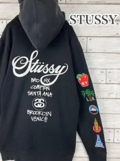 【STUUSY】　ワールドツアー　パーカー　国旗　胸ロゴ◎ 両面ロゴ◎