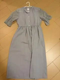 半袖 ロングワンピース ライトブルー Fサイズ