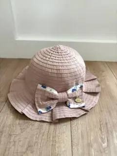 【美品】hakka baby ベビー帽子 ピンク 花柄リボン