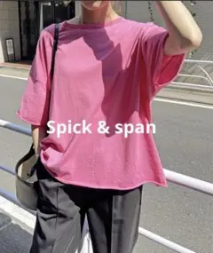 美品＊スピックアンドスパン リネン混半袖ニットTシャツ シルク ゆったり 近年