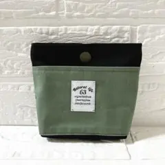移動ポケット　ブラック×モスグリーン　ハンドメイド