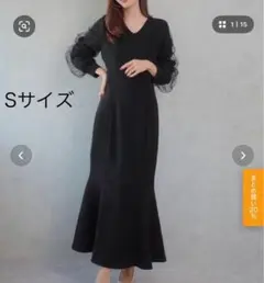 【CENEA/ セネア】 Vネックシアースリーブマーメイドワンピース