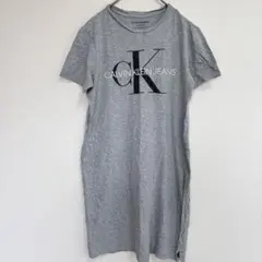 カルバンクラインジーンズ Tシャツワンピース グレー XS ロゴ入り 定番