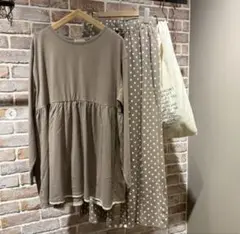 匿名配送　ノベルティ　ルームウェア　水玉　ベージュ　バック