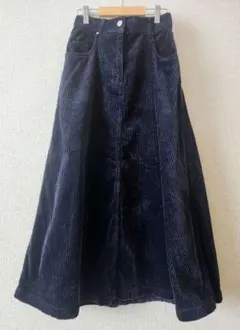 BEAMS HEART ネイビー コーデュロイ ロングスカート S