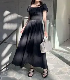 NICE CLAUPシャーリングパフスリーブワンピース