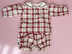ベビー服 チェック柄 セットアップ 赤 ハート柄　アカチャンホンポ