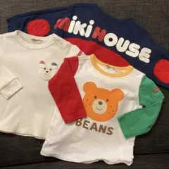 ミキハウスロゴトレーナー 、ホットビスケッツ長袖Tシャツ 80cm 3枚セット