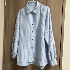 未使用 しまむら omiさんコラボ 後ろフリルシャツ ストライプ