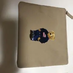 クマ刺繍 ベージュ トートバッグ