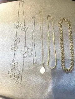 ネックレス5点セットまとめ売りゴールド シルバー フラワー チェーン レディース
