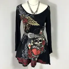 【y2k 00s】平成ギャル　ダークコア　フェアリーグランジ　スカル髑髏NANA