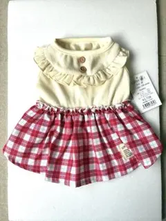 【新品タグ付き】犬服 M ワンピース フリル チェック お出かけ用 女の子