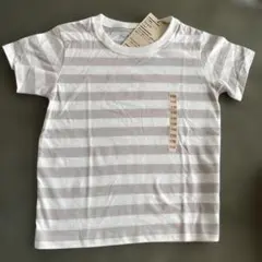 無印良品 ボーダー半袖Tシャツ 110cm ライトシルバーグレーのサムネイル