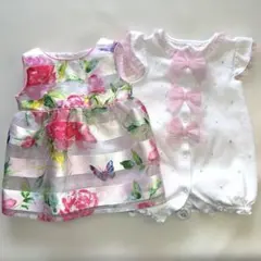 ベビー服 ワンピース ロンパース 女の子 まとめ売り 2点セット 3ヶ月 6ヶ月のサムネイル