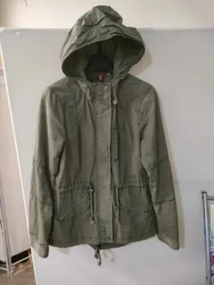 DIVIDED H&M オリーブグリーン ミリタリージャケット フード