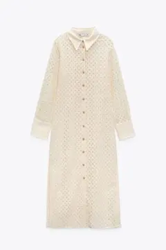 【ZARA】カットワーク エンブロイダリー フィットワンピース