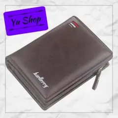 メンズ財布　二つ折り財布 メンズ小物　大容量　ブラウン　小銭入れ レザー　財布
