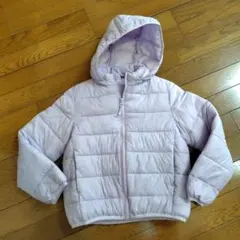 ラベンダー フードが取れる　中綿コート 130
