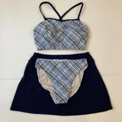水着　セパレート　ブルー　チェック