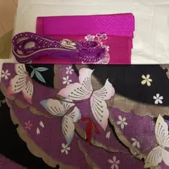振袖用 帯締め 帯揚げ セット 蝶 桜 紫のサムネイル