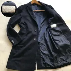 美品【サイズ44】エディフィス カシミア ネイビー起毛フランネルチェスターコート 美品【サイズ44】エディフィス カシミア ネイビー起毛フランネル