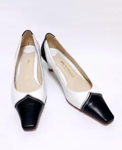 【美品】BRUNOMAGLI　ハイヒール　白黒ツートンカラー　22.5