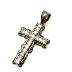 애벌런치 SILVER925 훈 가공 지르코니아 크로스 펜던트 상단